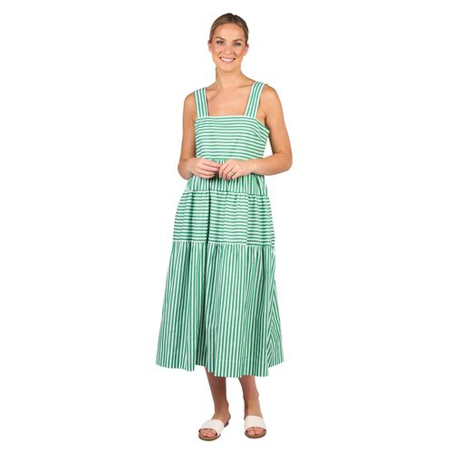 Vassalli Sleeveless Tiered Dress With Wide Straps